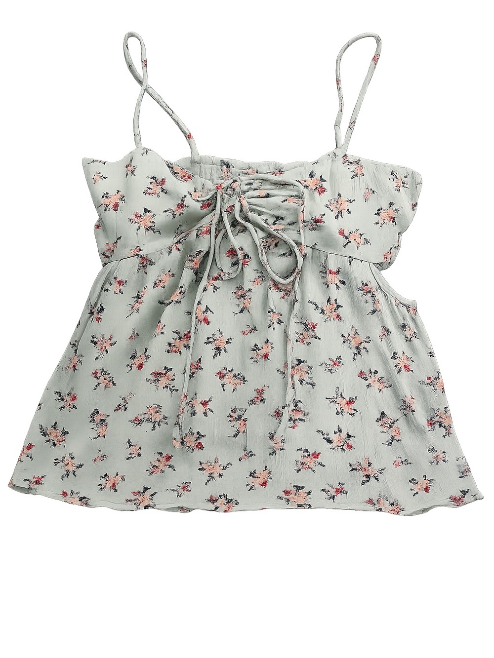 American Eagle Outfitters Light Sage Floral Lace-Up Cami